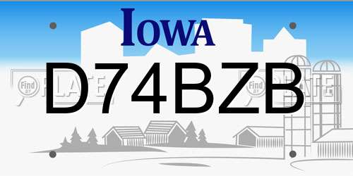 D74BZB Iowa License Plate