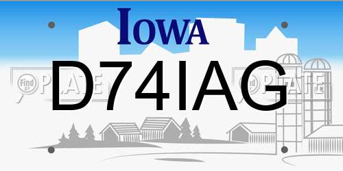 D74IAG Iowa License Plate