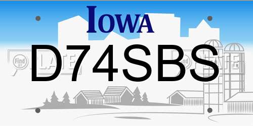 D74SBS Iowa License Plate