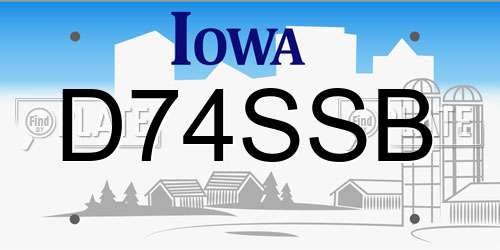 D74SSB Iowa License Plate