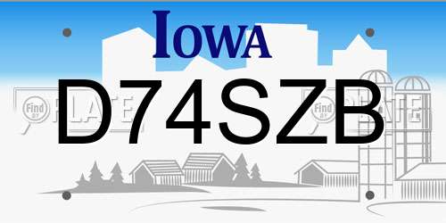 D74SZB Iowa License Plate