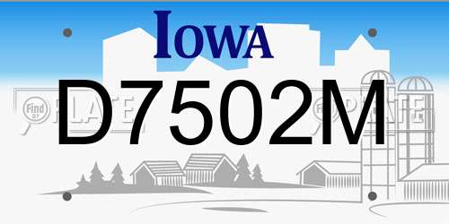 D7502M Iowa License Plate