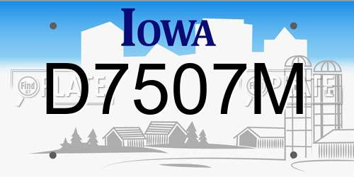 D7507M Iowa License Plate
