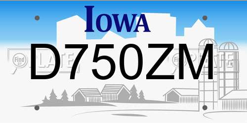 D750ZM Iowa License Plate