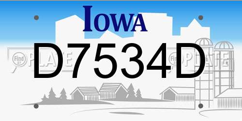 D7534D Iowa License Plate