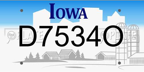 D7534O Iowa License Plate