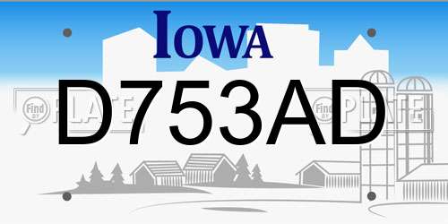 D753AD Iowa License Plate