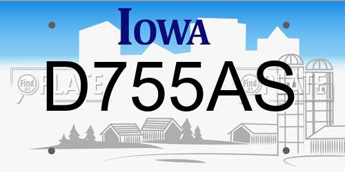 D755AS Iowa License Plate