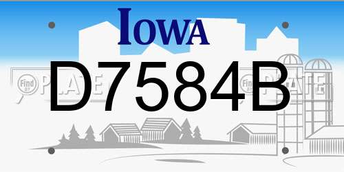 D7584B Iowa License Plate