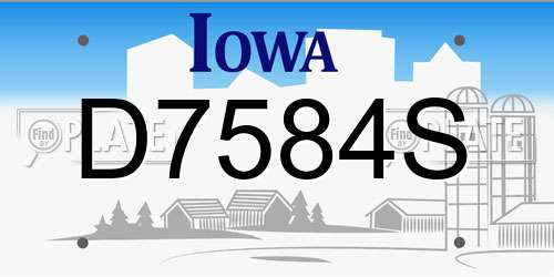 D7584S Iowa License Plate
