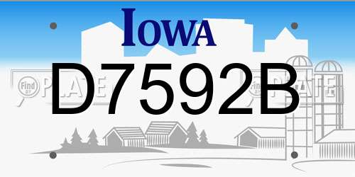 D7592B Iowa License Plate