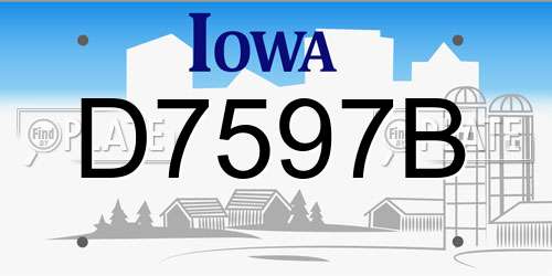 D7597B Iowa License Plate
