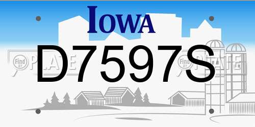 D7597S Iowa License Plate
