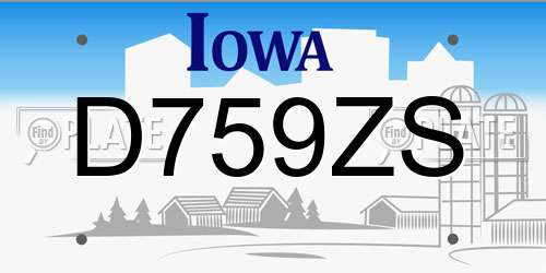 D759ZS Iowa License Plate