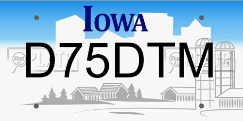 D75DTM Iowa License Plate