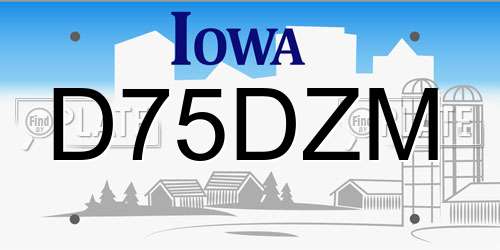 D75DZM Iowa License Plate