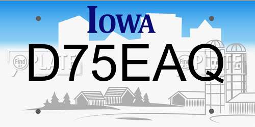 D75EAQ Iowa License Plate
