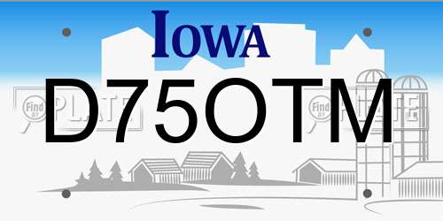 D75OTM Iowa License Plate