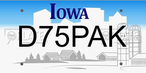 D75PAK Iowa License Plate