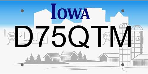 D75QTM Iowa License Plate