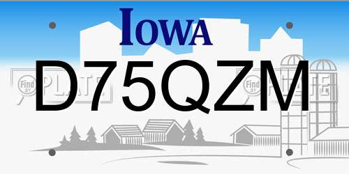 D75QZM Iowa License Plate