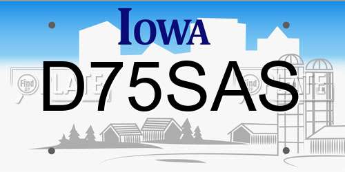 D75SAS Iowa License Plate