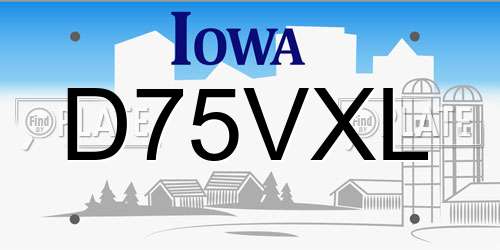 D75VXL Iowa License Plate