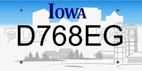 D768EG Iowa License Plate