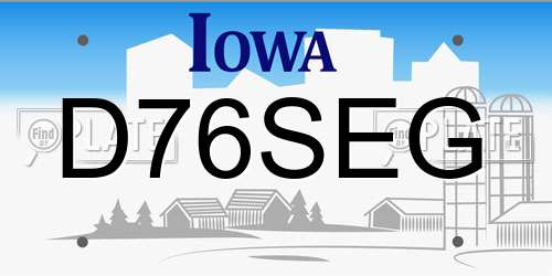D76SEG Iowa License Plate