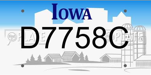 D7758C Iowa License Plate