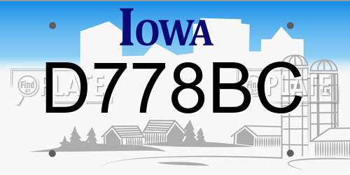 D778BC Iowa License Plate