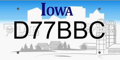 D77BBC Iowa License Plate