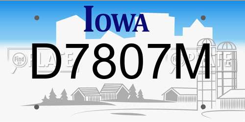 D7807M Iowa License Plate