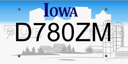 D780ZM Iowa License Plate