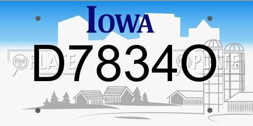 D7834O Iowa License Plate
