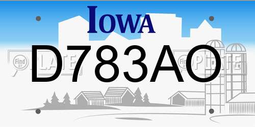D783AO Iowa License Plate