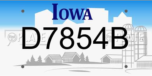 D7854B Iowa License Plate