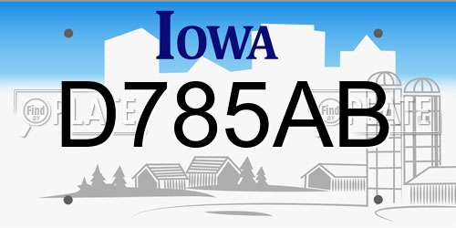 D785AB Iowa License Plate