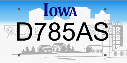 D785AS Iowa License Plate