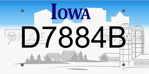 D7884B Iowa License Plate