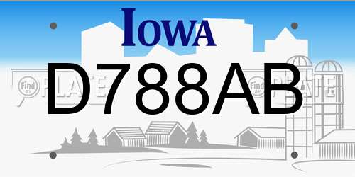 D788AB Iowa License Plate