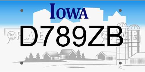 D789ZB Iowa License Plate