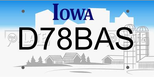D78BAS Iowa License Plate