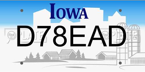 D78EAD Iowa License Plate