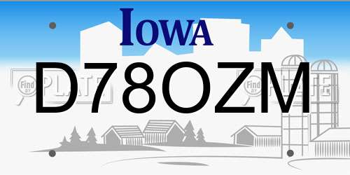 D78OZM Iowa License Plate