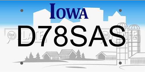 D78SAS Iowa License Plate