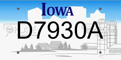D7930A Iowa License Plate