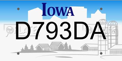 D793DA Iowa License Plate