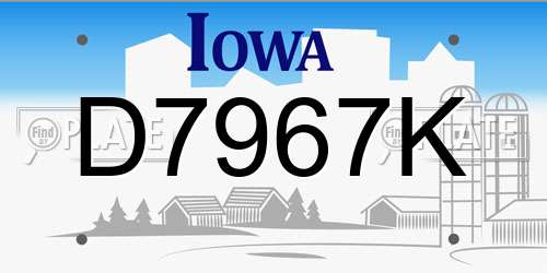 D7967K Iowa License Plate