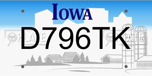 D796TK Iowa License Plate